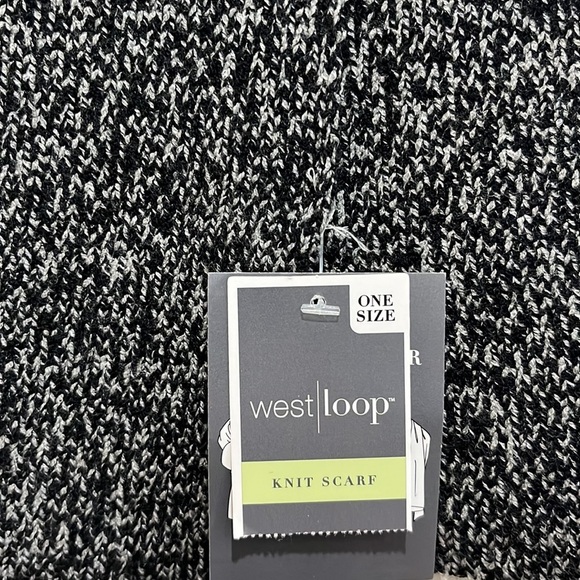 West Loop Unisex Black Speckled Knit Soft Scarf Minimalist Normcore Academia - Picture 5 of 7